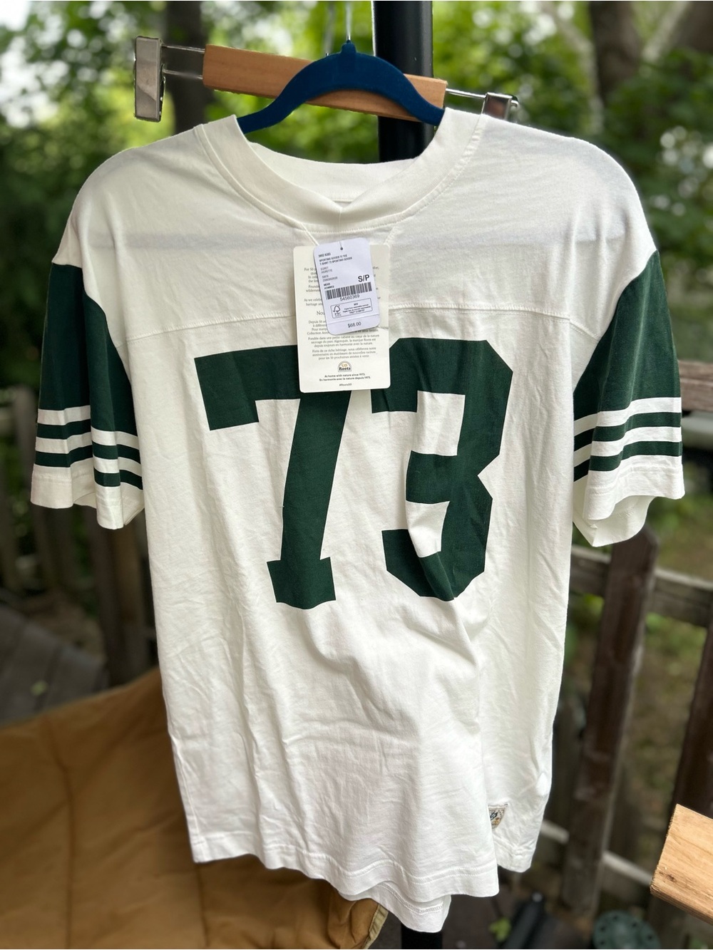 Roots Men’s size small White & Dark Green '73' Short Sleeve Shirt